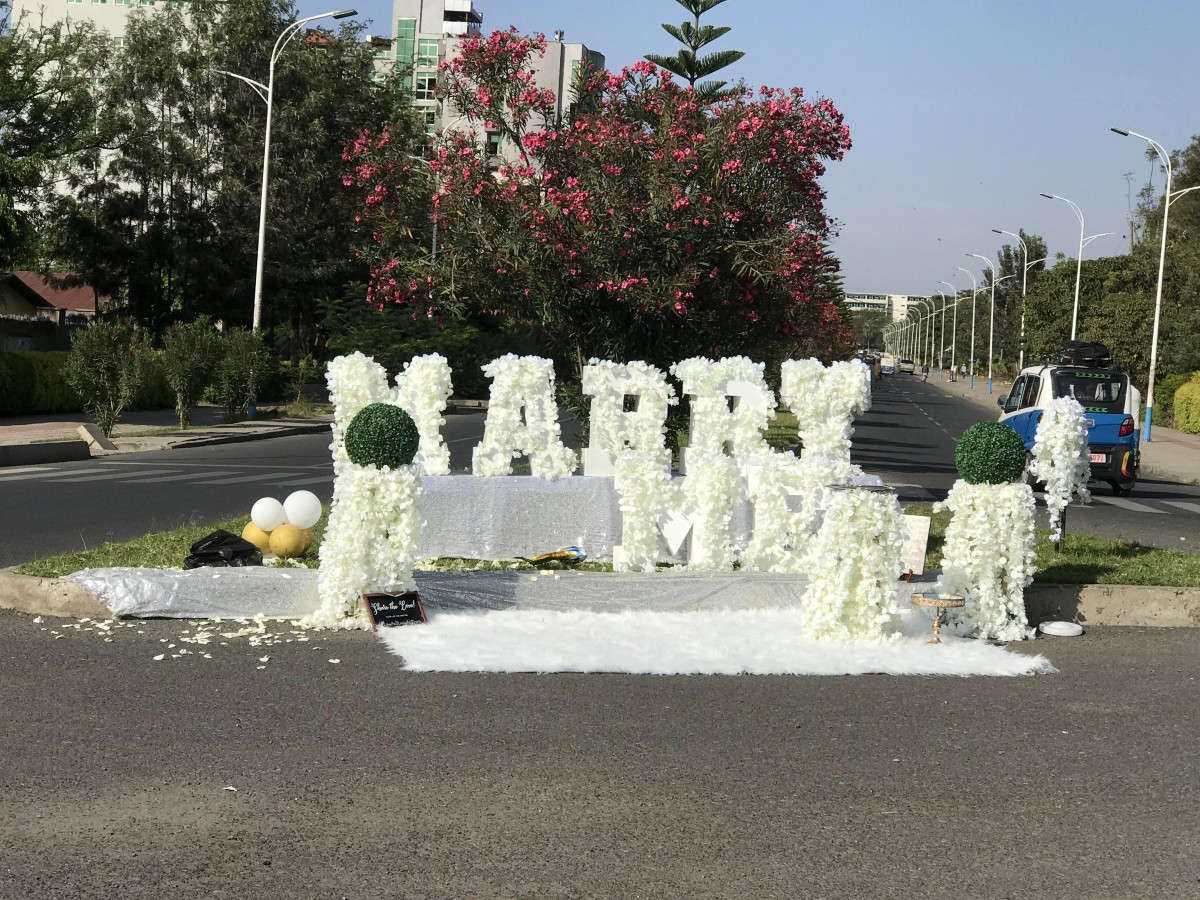 Beautifully decorated outdoor wedding ceremony